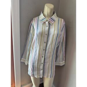 Chico's women's button down linen blouse